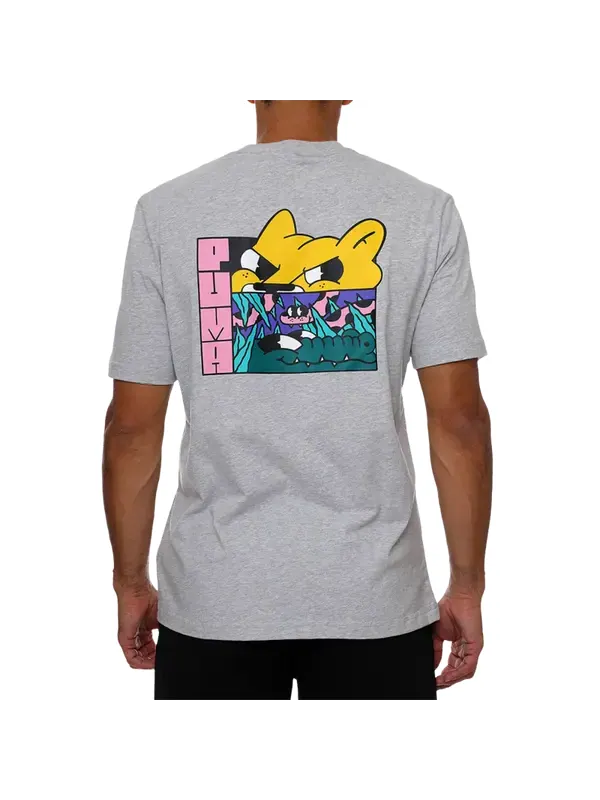 Футболка x aka boku t-shirt 'grey' Puma — изображение 4 из 4, серый/желтый