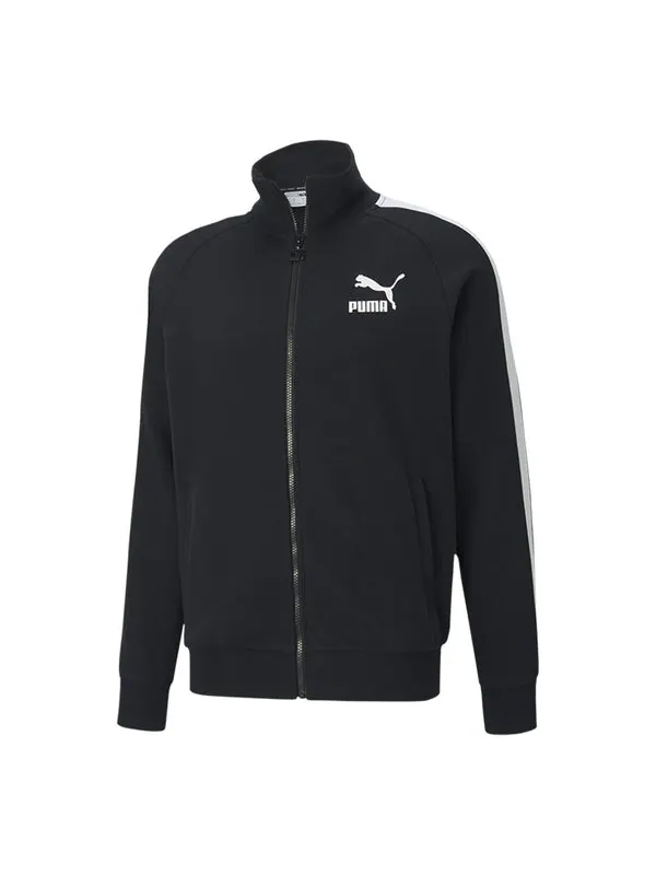 Куртка iconic t7 track jacket 'black' Puma — изображение 1 из 4, черный/белый