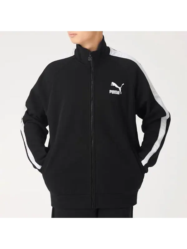 Куртка iconic t7 track jacket 'black' Puma — изображение 3 из 4, черный/белый