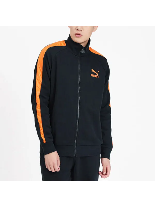 Куртка iconic t7 track jacket 'black' Puma — изображение 3 из 4, черный/оранжевый