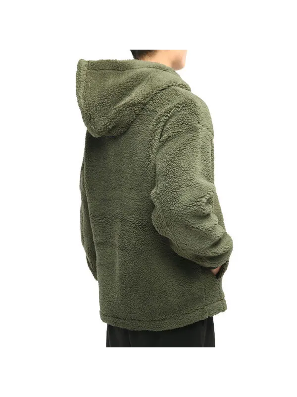 Куртка classics winter sherpa hoodie jacket 'olivegreen' Puma — изображение 4 из 4, оливковый зеленый