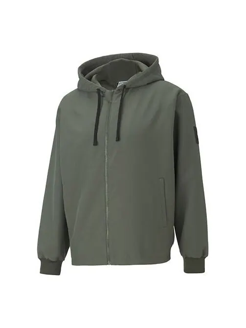 Куртка full-zip hooded jacket 'green' Puma — изображение 1 из 2, зеленый