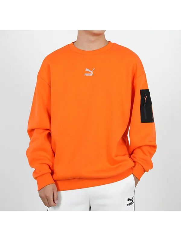 Толстовка PUMA Casual Loose Round Neck Pullover Flame Orange — изображение 3 из 4, оранжевый
