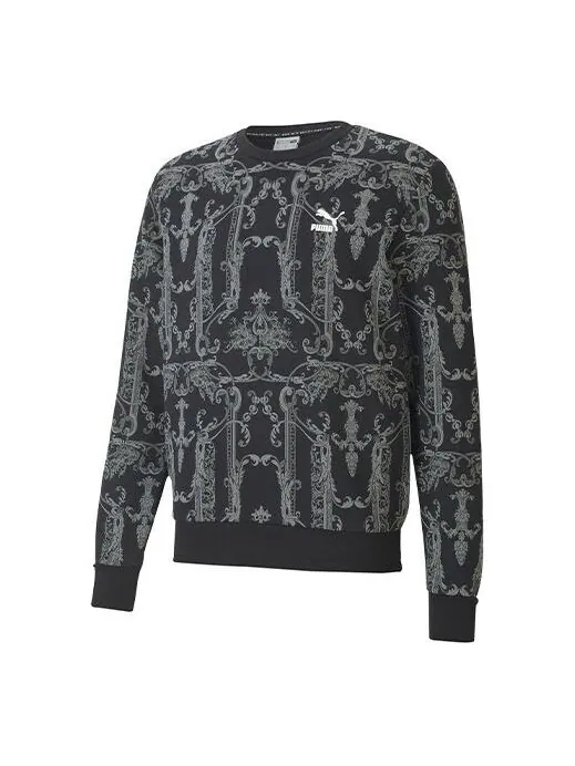 Толстовка luxe aop crew casual sports round neck pullover knit black Puma — изображение 1 из 2, черный