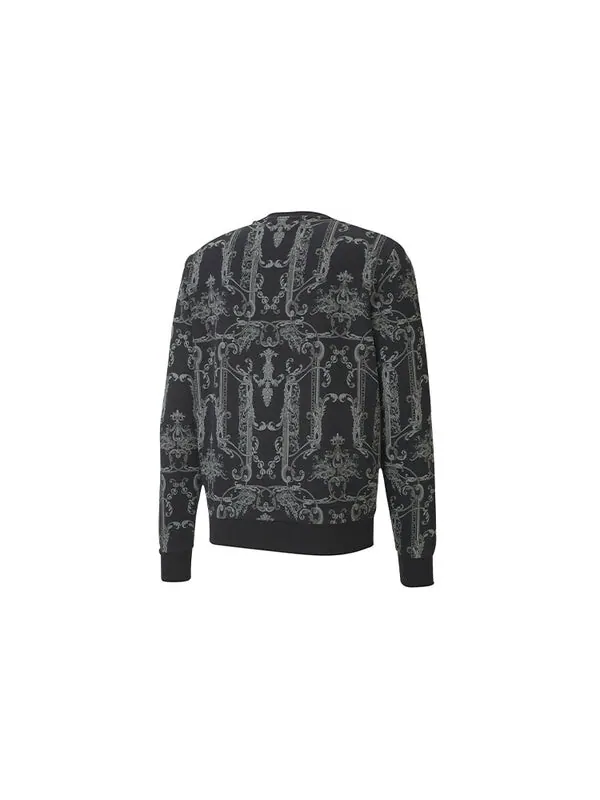 Толстовка luxe aop crew casual sports round neck pullover knit black Puma — изображение 2 из 2, черный
