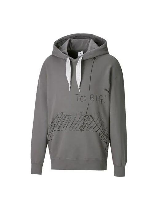 Толстовка x michael lau too big graphic hoodie 'grey' Puma — изображение 1 из 2, серый/белый