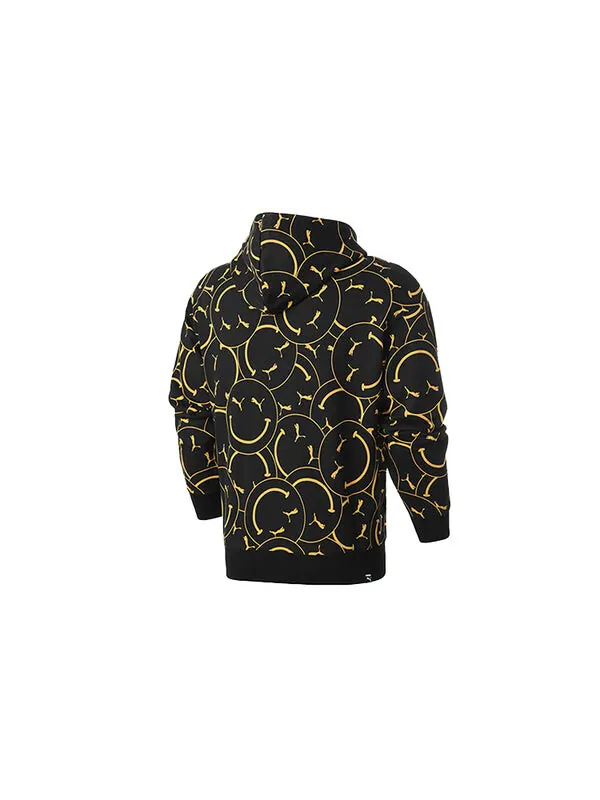 Толстовка club aop printed hoodie tr 'black' Puma — изображение 2 из 4, черный/желтый