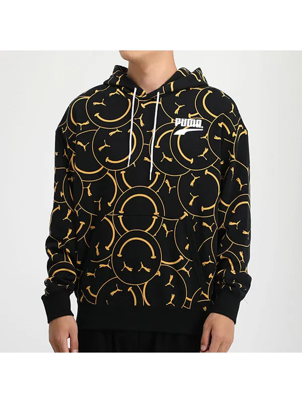 Толстовка club aop printed hoodie tr 'black' Puma — изображение 3 из 4, черный/желтый
