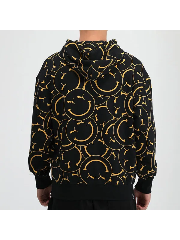 Толстовка club aop printed hoodie tr 'black' Puma — изображение 4 из 4, черный/желтый