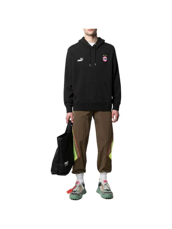 Толстовка x kidsuper studios hoodie 'black' Puma — изображение 2 из 4, черный/белый/розовый