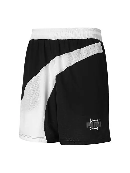 Шорты flare basketball shorts 'black' Puma — изображение 1 из 4, черный/белый
