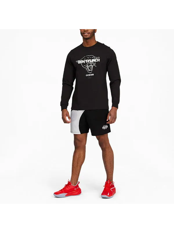 Шорты flare basketball shorts 'black' Puma — изображение 3 из 4, черный/белый