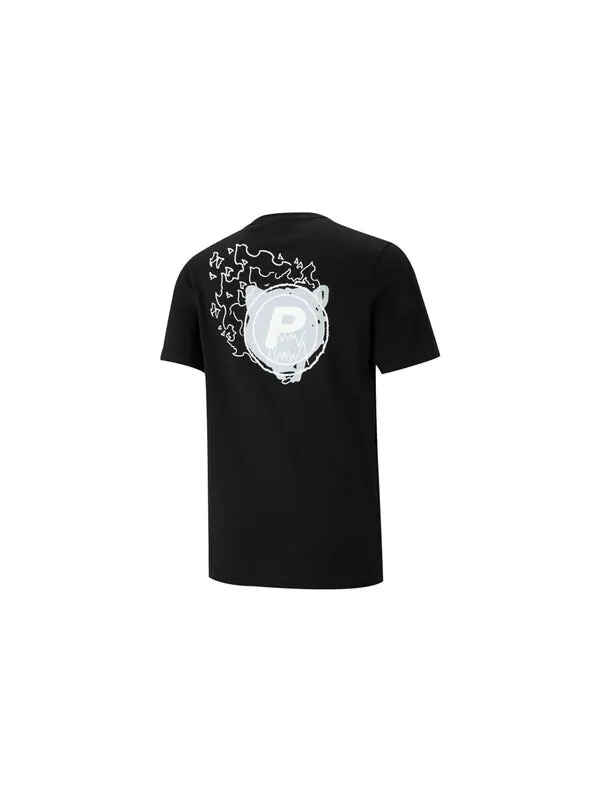 Футболка franchise crew neck t-shirt 'black' Puma — изображение 2 из 2, черный/белый