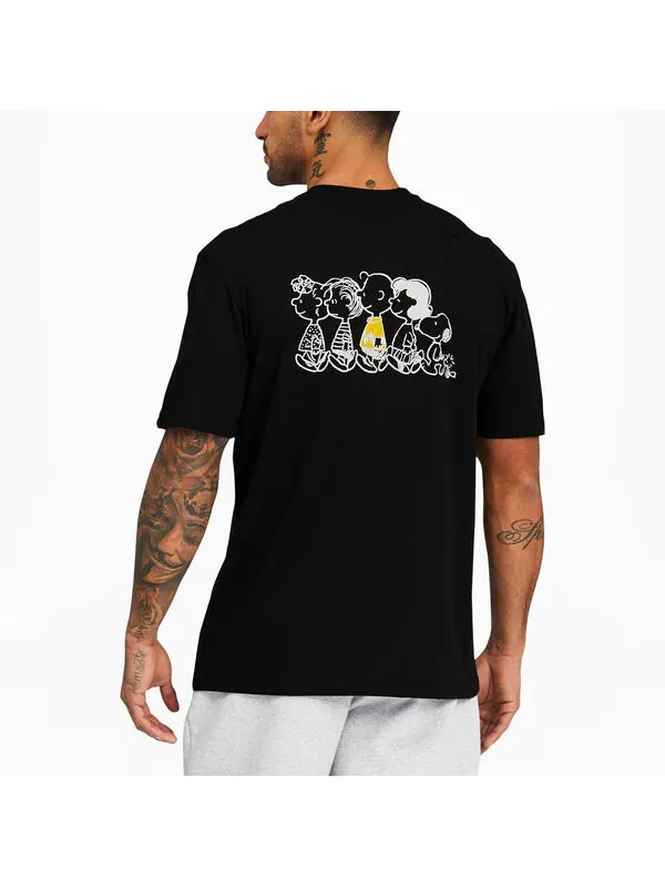 Футболка PUMA x Peanuts Crossover Cartoon Pattern Printing Sports Short Sleeve Black — изображение 3 из 3, черный