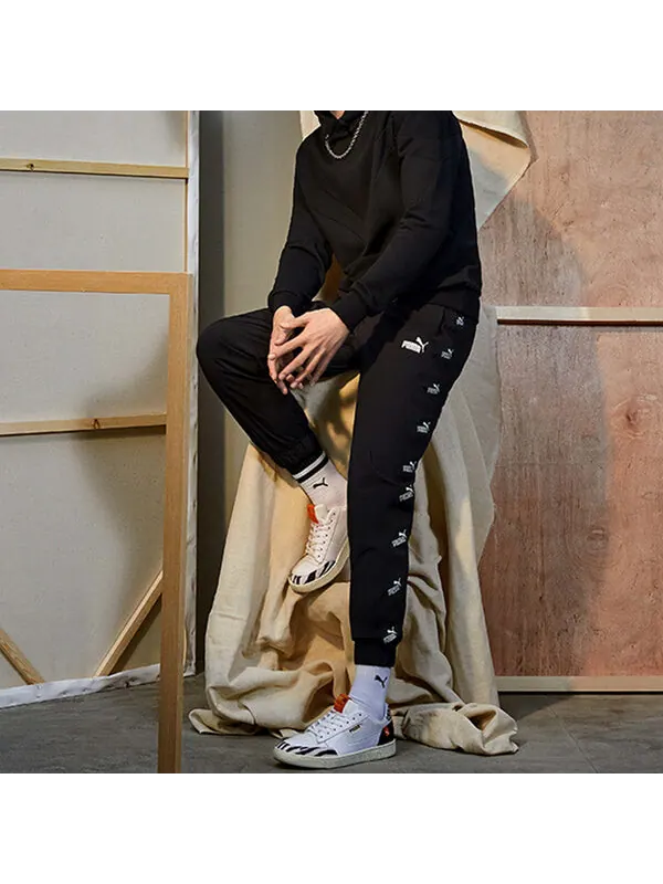 Брюки tracksuit pants 'black white' Puma — изображение 3 из 3, черный/белый