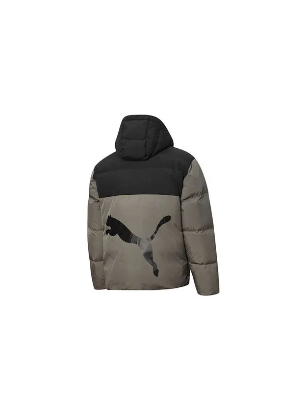 Куртка puffer down jacket 'olive green black' Puma — изображение 2 из 2, оливковый зеленый/черный
