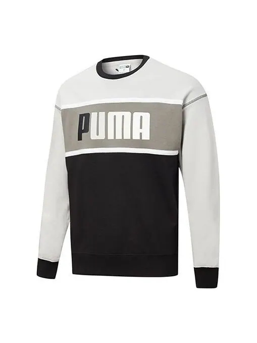 Свитер regular fit retro sweatshirt 'black white grey' Puma