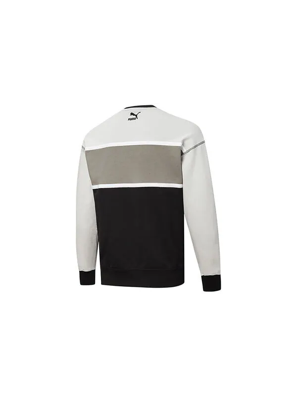 Свитер regular fit retro sweatshirt 'black white grey' Puma — изображение 2 из 4, черный/серый/белый