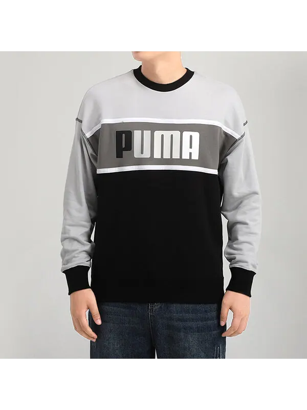 Свитер regular fit retro sweatshirt 'black white grey' Puma — изображение 3 из 4, черный/серый/белый
