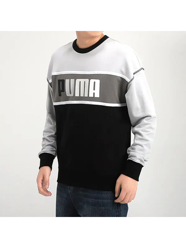 Свитер regular fit retro sweatshirt 'black white grey' Puma — изображение 4 из 4, черный/серый/белый