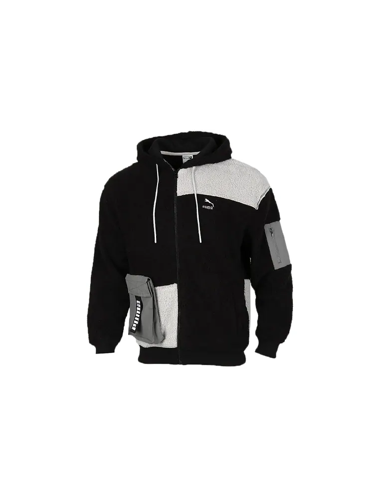 Толстовка Puma Retro Block Sherpa — изображение 1 из 6, черный серый