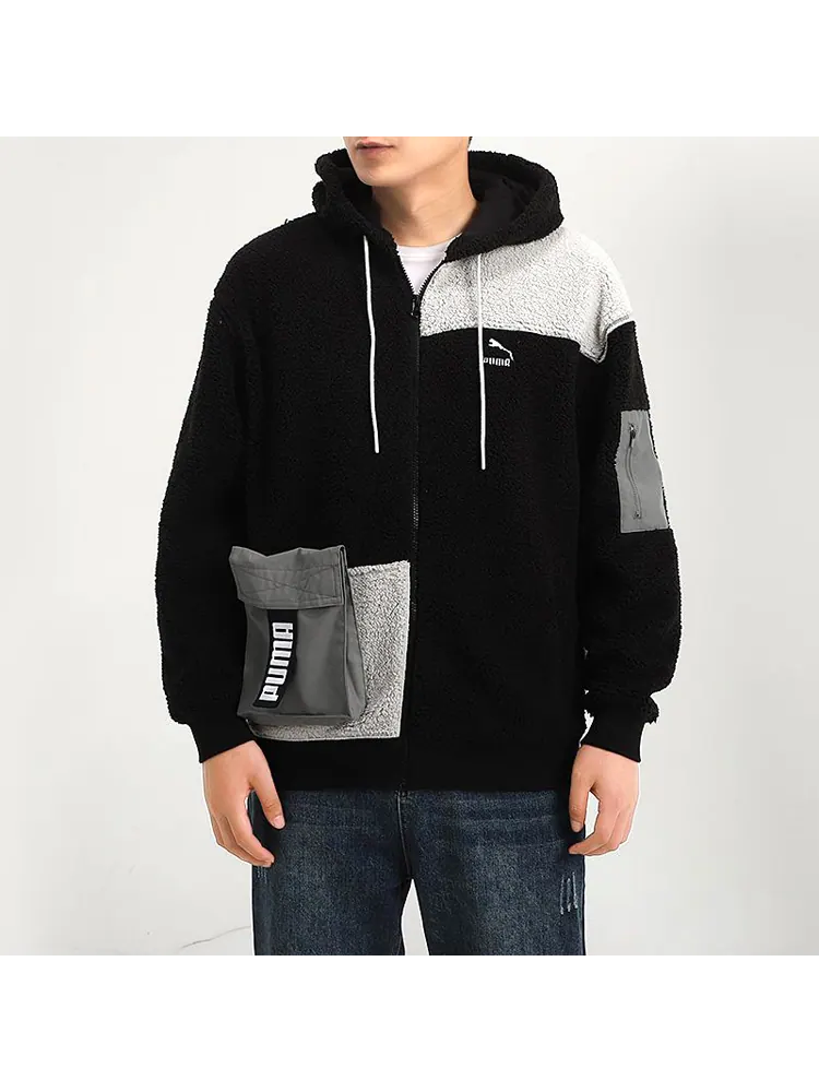 Толстовка Puma Retro Block Sherpa — изображение 5 из 6, черный серый