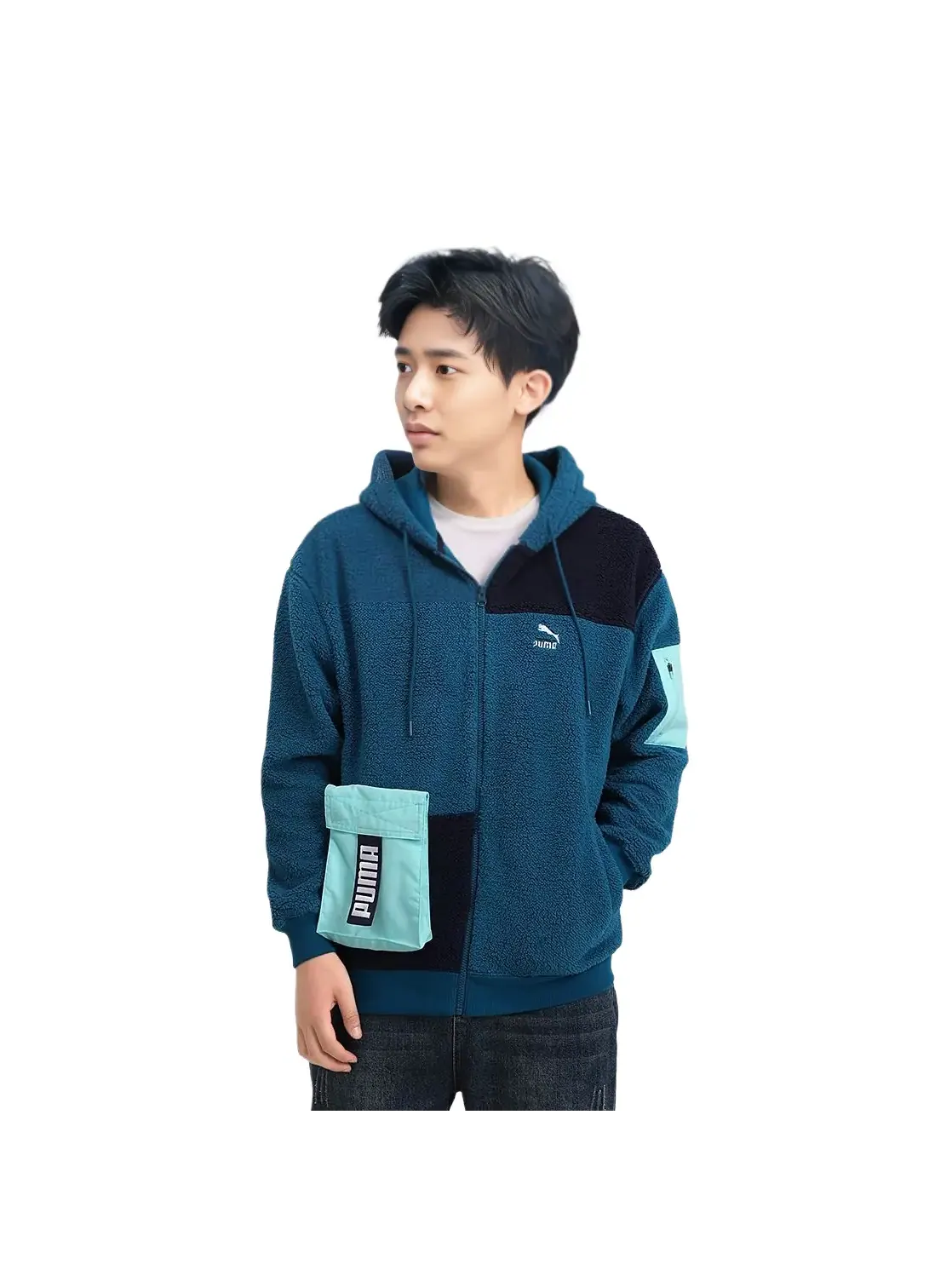 Толстовка Puma Retro Block Sherpa — изображение 3 из 4, синий
