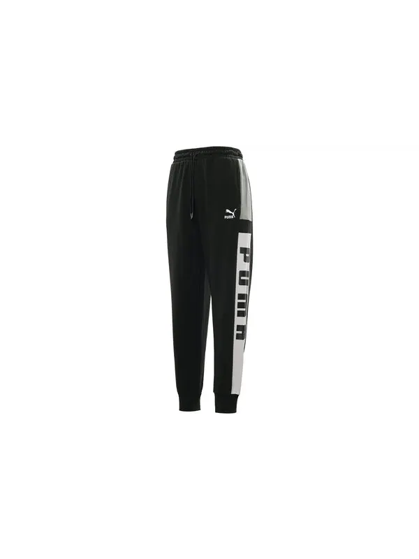 Брюки retro block sweatpant 'black white grey' Puma — изображение 2 из 4, черный/белый/серый