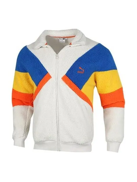 Куртка retro block sherpa stand collar colorblock lamb's wool casual jacket gray Puma — изображение 1 из 2, серый