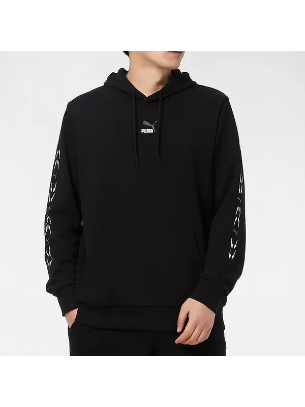 Толстовка graphic hoodie 'black white' Puma — изображение 3 из 4, черный/белый