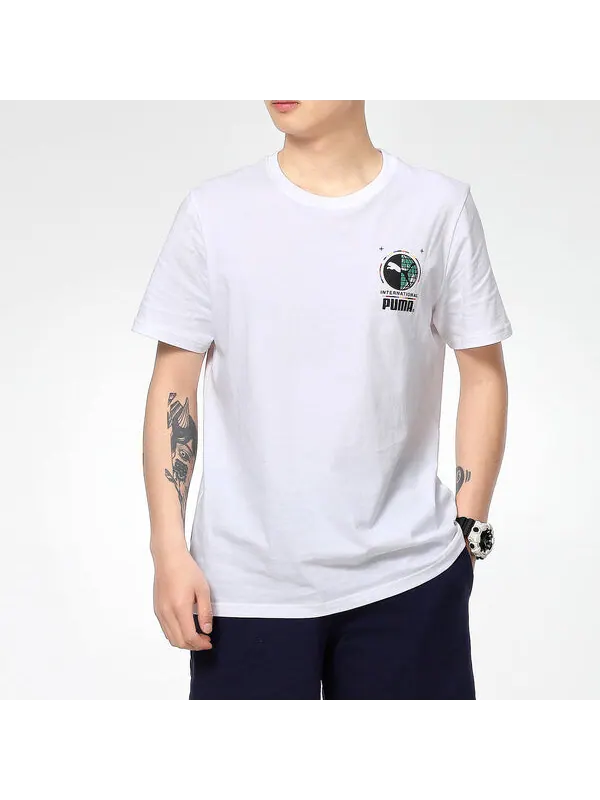 Футболка graffiti photo print short sleeve t-shirt 'white blue red' Puma — изображение 3 из 4, белый/синий/красный