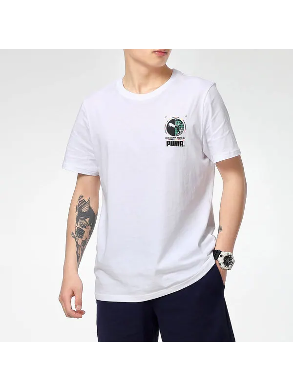 Футболка graffiti photo print short sleeve t-shirt 'white blue red' Puma — изображение 4 из 4, белый/синий/красный