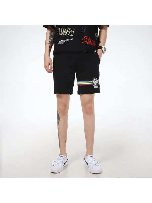 Шорты intl graphic shorts 'black white' Puma — изображение 3 из 4, черный/белый