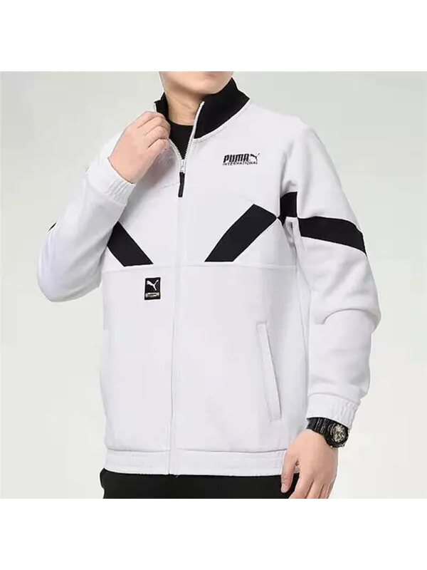 Куртка casual sports knitted jacket men's white Puma — изображение 3 из 4, белый