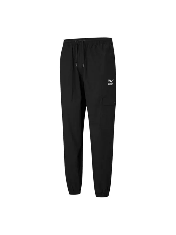 Брюки casual sweatpants 'black white' Puma — изображение 1 из 4, черный/белый