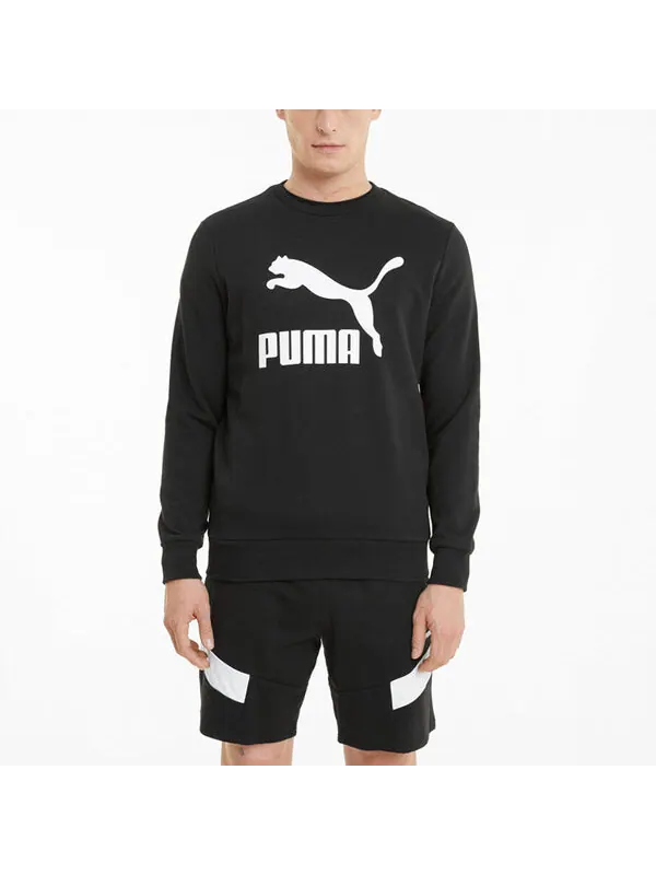 Свитер classics logo crew tr sweater 'black white' Puma — изображение 3 из 4, черный/белый