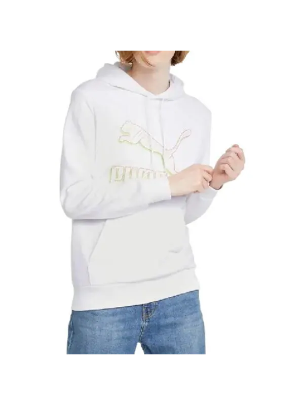 Толстовка essentials fleece hoodie 'white' Puma — изображение 3 из 4, белый