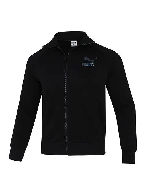 Куртка PUMA Iconic T7 Retro logo Sports Stand Collar Jacket Black — изображение 1 из 4, черный