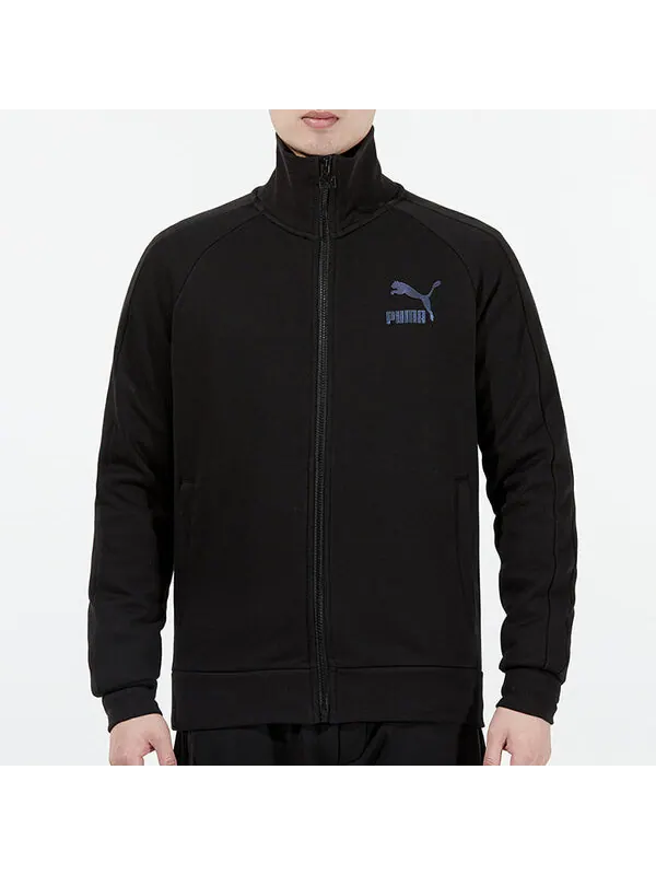 Куртка PUMA Iconic T7 Retro logo Sports Stand Collar Jacket Black — изображение 3 из 4, черный