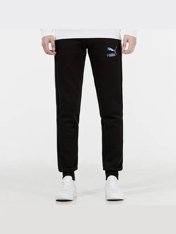Брюки iconic t7 logo printing bundle feet sports pants black Puma — изображение 3 из 4, черный