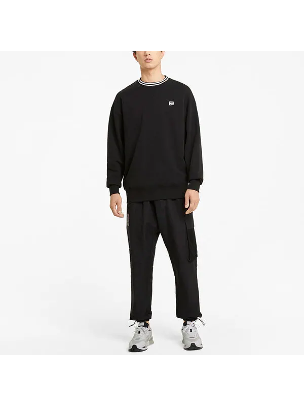 Свитер small logo crew neck sweatshirts 'black white' Puma — изображение 3 из 4, черный/белый