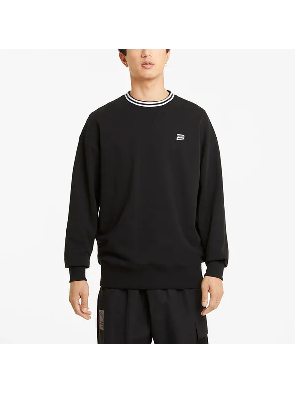 Свитер small logo crew neck sweatshirts 'black white' Puma — изображение 4 из 4, черный/белый