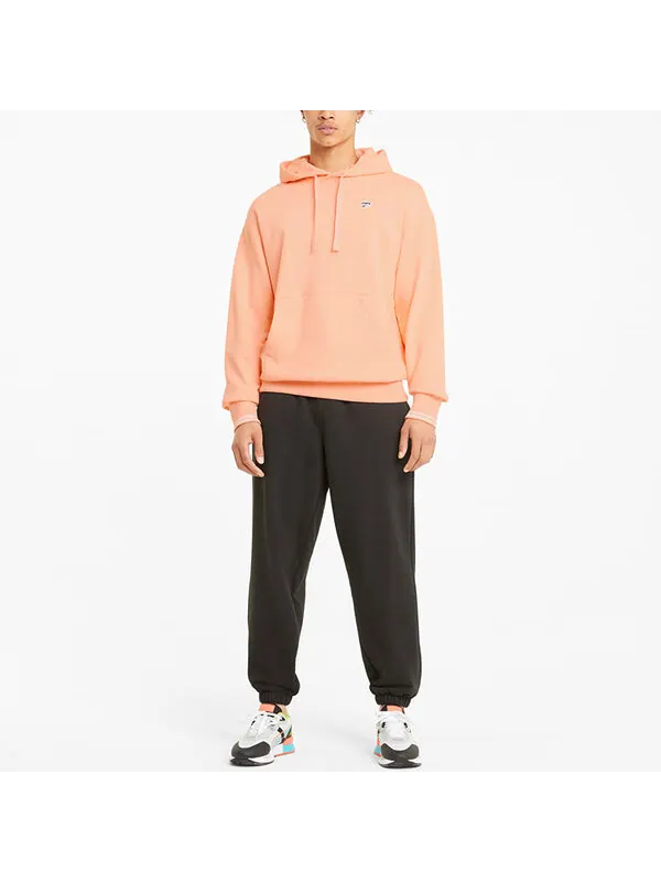 Толстовка downtown logo hoodie 'pink black white' Puma — изображение 3 из 4, розовый/черный/белый