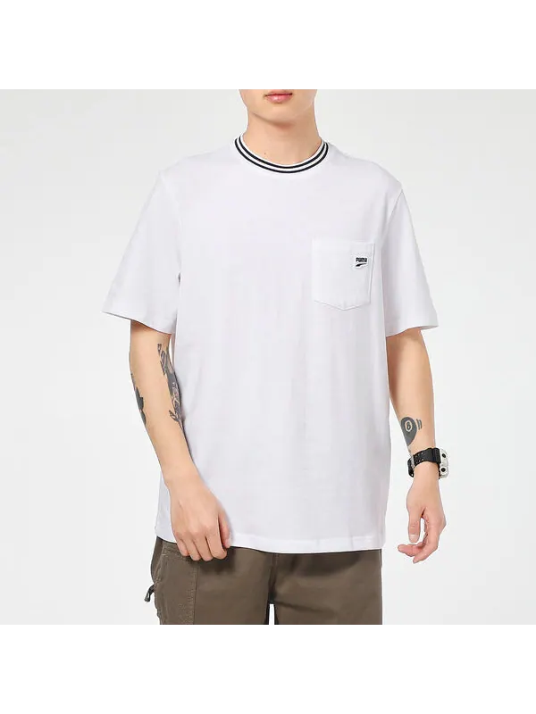 Футболка downtown pocket t-shirt 'white black' Puma — изображение 3 из 4, белый/черный