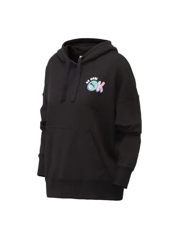 Толстовка downtown graphic hoodie 'black blue pink' Puma — изображение 1 из 4, черный/синий/розовый