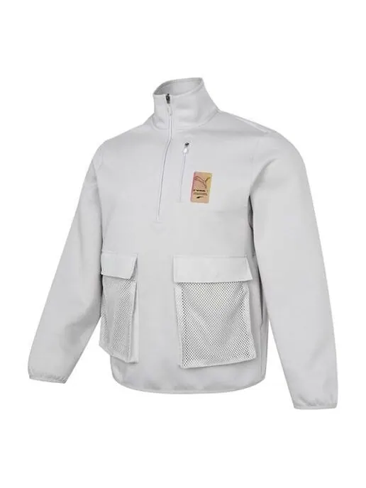 Куртка sports jacket 'grey yellow' Puma — изображение 1 из 4, серый/желтый