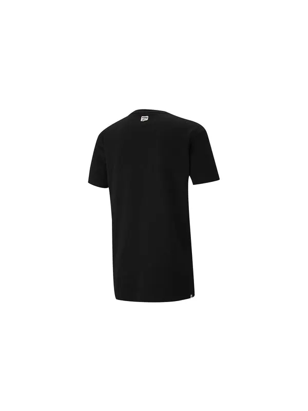 Футболка printed round neck t-shirt 'black white' Puma — изображение 2 из 2, черный/белый