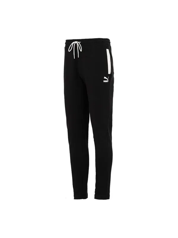 Брюки classics track pants 'black white' Puma — изображение 1 из 4, черный/белый
