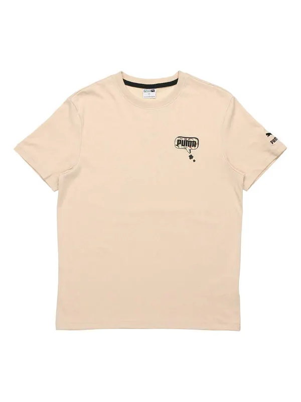 Футболка awareness aop t-shirt 'beige black white' Puma — изображение 1 из 2, бежевый/черный/белый