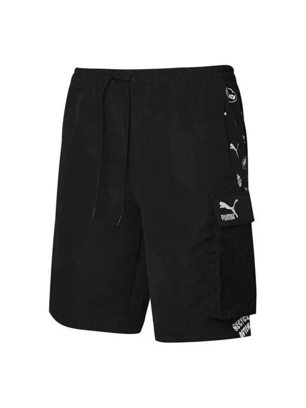 Шорты awareness cargo woven shorts 'black white' Puma — изображение 1 из 2, черный/белый